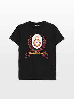 Bisiklet Yaka Galatasaray Bask?l? K?sa Kollu Erkek ?ocuk Ti??rt ve ?ort - Waikiki фото 2