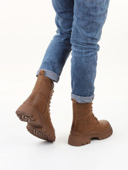 04-WD022-2M BROWN Ботинки зимние женские (натуральная кожа, 100% шерсть)