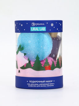 Подарочный набор новогодний в тубусе Медвежонок, бомбочка, гель, мочалка, URAL LAB