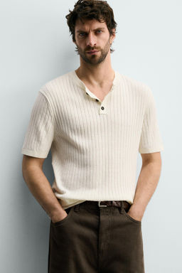 CAMISETA PUNTO CANAL? CUELLO PANADERO / Crudo - Zara фото 6