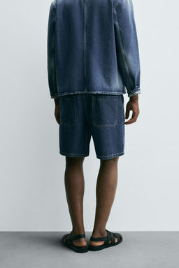 LIGHTWEIGHT DENIM STRAIGHT-LEG BERMUDA SHORTS - Zara фото 4