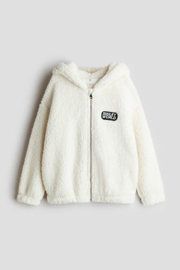 Chaqueta de borreguito con capucha y cremallera