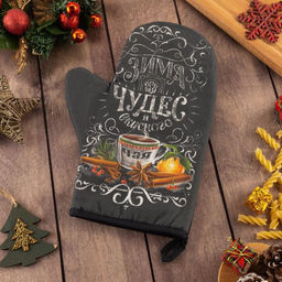 Варежка-прихватка Зима время чудес 20х28см, саржа, 100% х/л, ватин 250г/м2