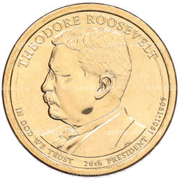 Монета 1 доллар 2013 года (D) США 26-й президент США Теодор Рузвельт