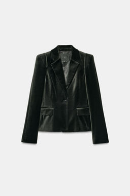 ZW COLLECTION VELVET FITTED BLAZER - Zara фото 6