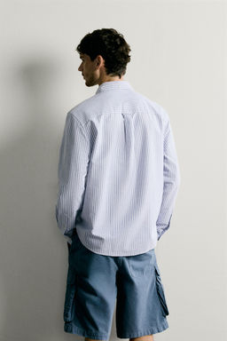 CAMISA REGULAR FIT ESTRUCTURA OXFORD / Azul / Blanco - Zara фото 3