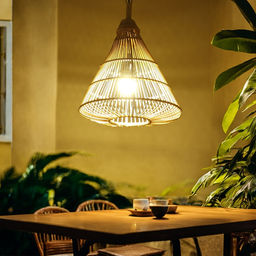 Светильник потолочный из ротанга «Конус», 1×120 Вт, Е27, 30×30×40 см