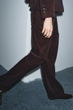 ZW COLLECTION WIDE-LEG CORDUROY TROUSERS - Zara фото 4