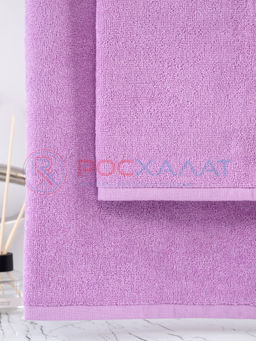 Махровое полотенце без бордюра сиреневое ПМ-10 50х90