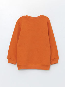 Bisiklet Yaka Bask?l? Erkek ?ocuk Sweatshirt