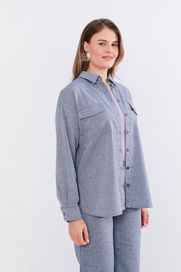 NOBBY, Женская рубашка 002R-122/1 (серо-синий)  фото 4