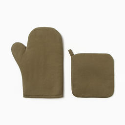 Кухонный набор Этель Kitchen: варежка-прихватка 18×29 см, прихватка 19×19 см, зелёный