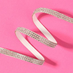 Стразы самоклеящиеся, d = 2 мм, ширина - 7 мм, 4,5 ± 0,5 м, цвет серебряный