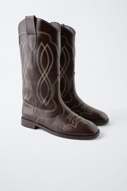 LEATHER COWBOY BOOTS - Zara фото 3