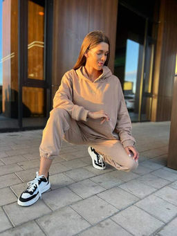 Костюм женский оверсайз с джогерами, мокко, единый размер - Knitka wear фото 3