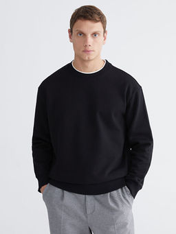 Bisiklet Yaka Erkek Kal?n Sweatshirt