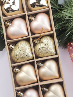 Елочные гирлянды сердце золотые 10 шт - Family фото 3