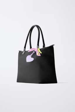 SHOPPER NYLON CHARM CORAZ?N / Negro