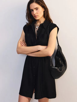 Льняное платье-рубашка с поясом ZR2605012907-50 / Zarina