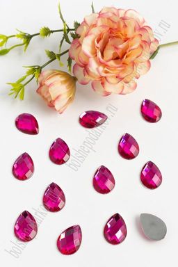 Стразы граненые 13*18 мм, капля (50 шт) SF-383, фукси