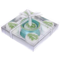 Свечи новогодние "Ель" 11.5*11.5*3 см (набор 5шт), Зеленый