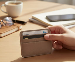 Картхолдер из натуральной кожи для пластиковых карт, цвет бежевый - Greta фото 3