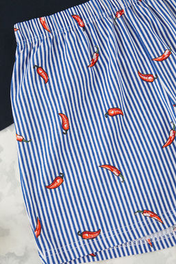 Trendyolmilla Beyaz %100 Pamuklu Cizgili Biber Desenli Sortlu Orme Pijama Tak?m? THMSS25PT00261 фото 7