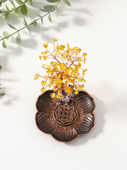 Подставка под благовония «Дерево на цветке», жёлтый, 72 камня, 9×9×13.5 см