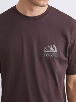 Bisiklet Yaka Bask?l? Penye Erkek Ti??rt