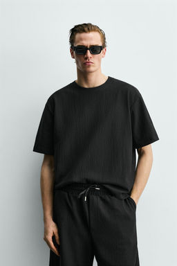 CAMISETA RELAXED FIT ESTRUCTURA / Negro - Zara фото 9