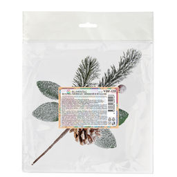 Blumentag VDF-135 Веточка хвойная с шишкой и ягодами 3 х 1 шт. 26 см 01  фото 5