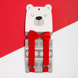 Набор детский KAFTAN Белый мишка подтяжки и галстук-бабочка, п/э  фото 2