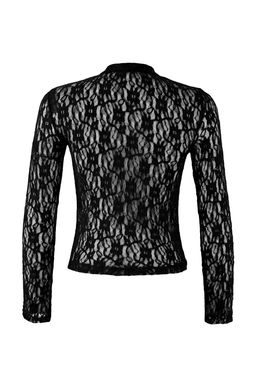 Siyah Fitted/Vucuda Oturan Dik Yaka Uzun Kollu Dantel Orme Bluz TWOSS26BZ00106