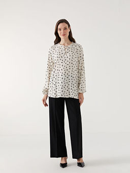 Ba?lamal? Yaka Desenli Kad?n Bluz