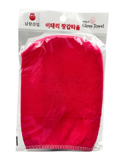 Bath Towel Мочалка-варежка для душа с пилинг-эффектом, уплотненная, малиновый