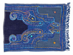 Палантин с вышивкой (шерсть 100%) № Тк903/157 - Ганг фото 2