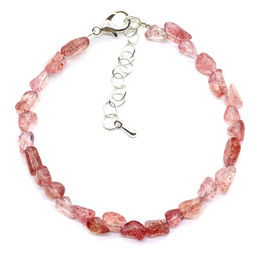 Браслет из кварца клубничного галтовка 5*6мм, 18см