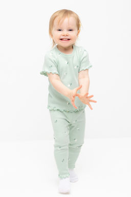 Crockid _ КР 400770/пастельно-зеленый,милые цветочки к543 брюки (лосины) д/дев яс  фото 5