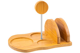 Набор - сахарница 350 мл Айсберг волны с ложкой + солонка + перечница + салф.на дер.подст.с ручкой - Elan gallery фото 6