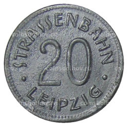 Монета 20 пфеннигов 1918 года Германия Транспортный нотгельд  Лейпциг