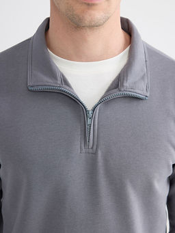 Dik Yaka Uzun Kollu Erkek Kal?n Sweatshirt