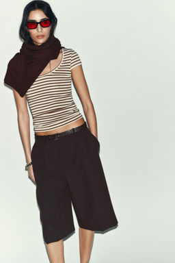 STRIPED SHORT SLEEVE T-SHIRT - Zara фото 2