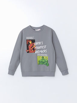 Bisiklet Yaka Avengers Bask?l? Erkek ?ocuk Sweatshirt