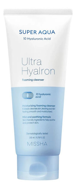 Super Aqua Ultra Hyalon Cleansing Foam - Увлажняющая пенка с гиалуроновым комплексом, 200 мл