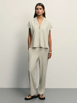 Прямые льняные брюки с эластичным поясом / Zarina