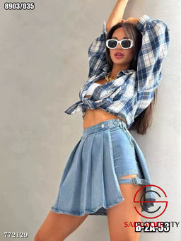 Женская джинсовая юбка-шорты