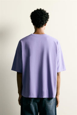CAMISETA LAVADA RELAXED FIT B?SICA / Morado - Zara фото 3