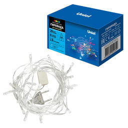 ULD-S0280-020/DTA MULTI IP20 Гирлянда светодиодная с контроллером, 20 светодиодов, 2,8 м, разноцветная, IP20, провод прозрачный.