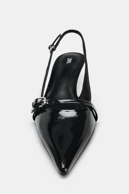 FAUX-PATENT KITTEN HEEL SLINGBACKS - Zara фото 3