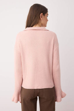 Pudra Yumusak Dokulu Kol Volanl? Triko Kazak TWOAW26KZ00085 - Trendyolmilla фото 4